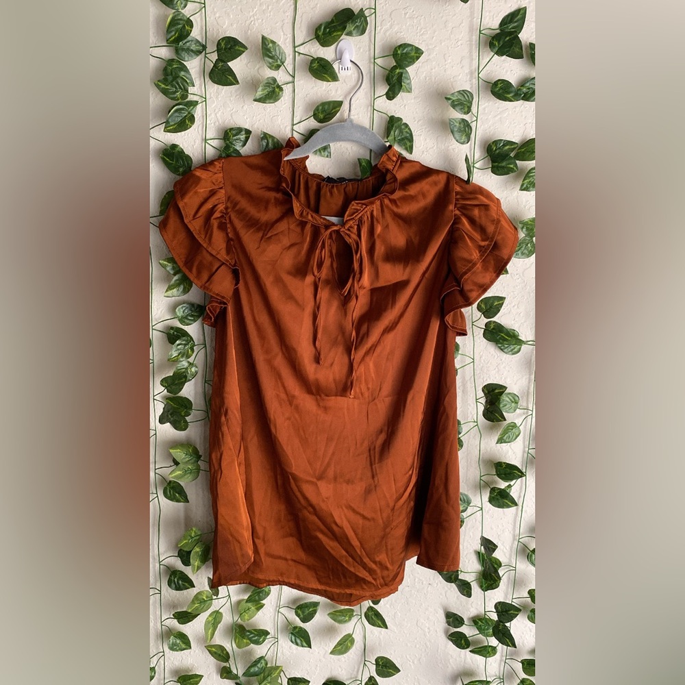 Women's Ruffled Brown Top